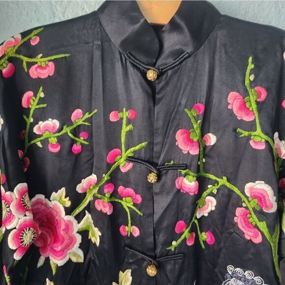 Jenny Lewis pure silk full heavy embroidery oriental tunic style cardigan - Picture 3 of 16